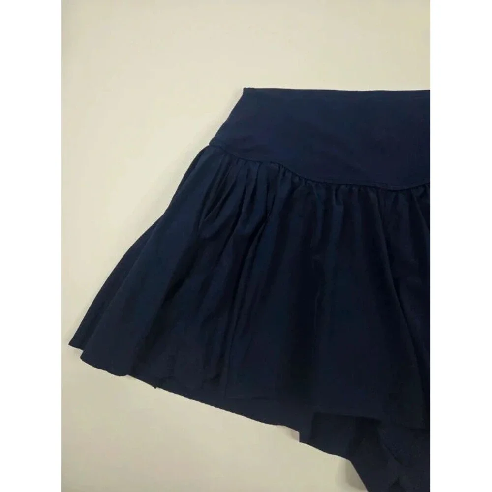 Offline Aerie Navy Blue Pleated Flowy Shorts Medium Flat Waistband